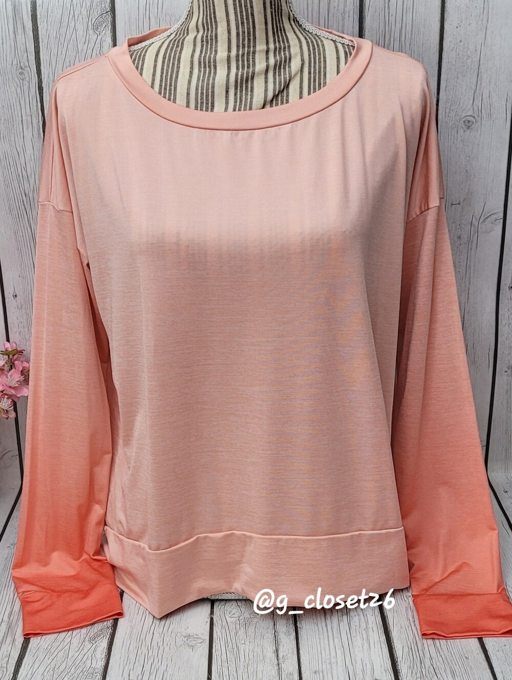 Daisy Fuentes Pink to Coral Ombre Longsleeve Top